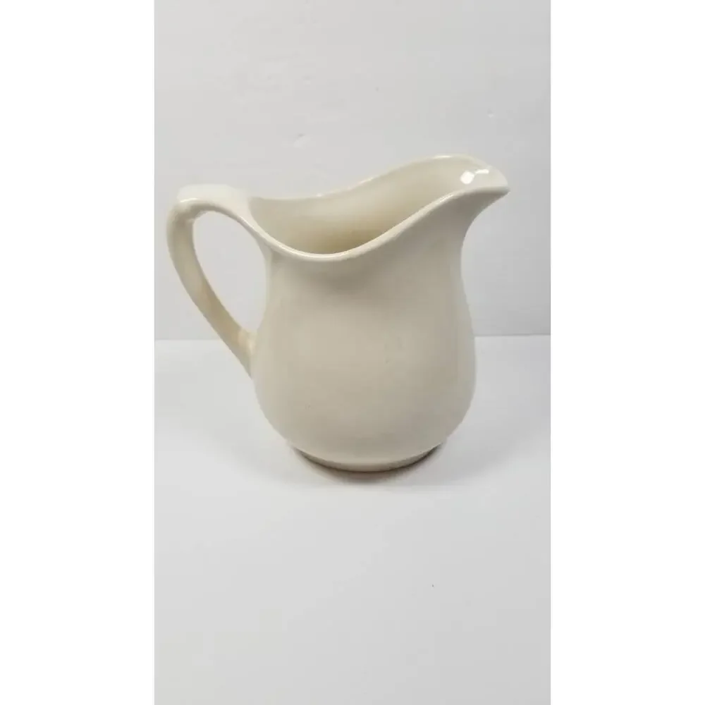 Vintage White Ironstone Milk Pitcher, Farmhouse Ceramic Utensil Holder Vase 6